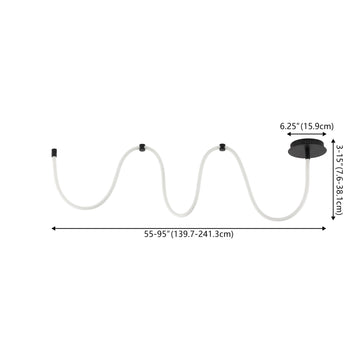 Serafina Contemporary Minimalist 360 Adjustable Silicone Neon Rope Dimmable Linear Integrated LED Flush Mount - JONATHAN Y